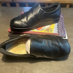 SAS Viva Shoes Womens 8 Wide Black Leather Comfort Slip On Loafer Casual Shoe